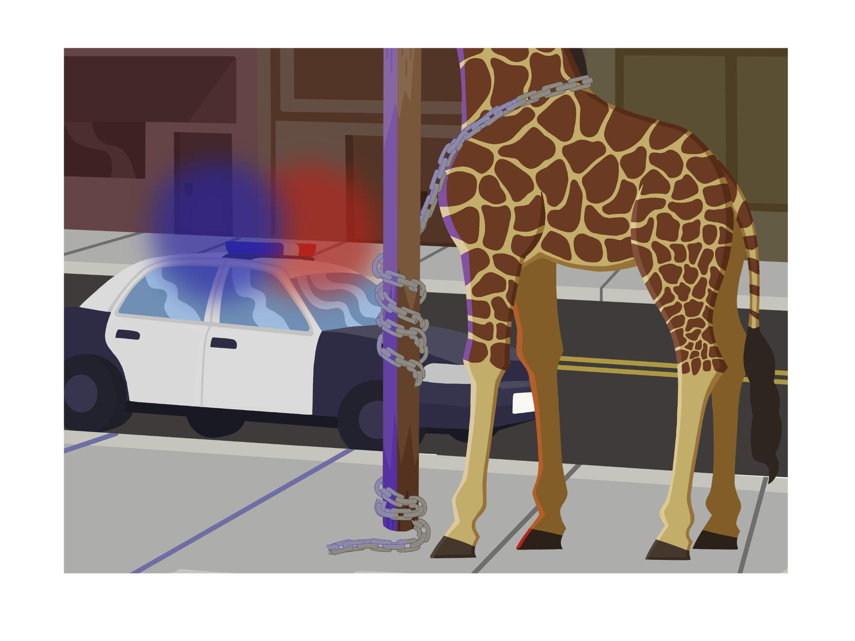 "Did You Know?" In Georgia it's illegal to tie a giraffe to a telephone pole - Fun Fact Illustration