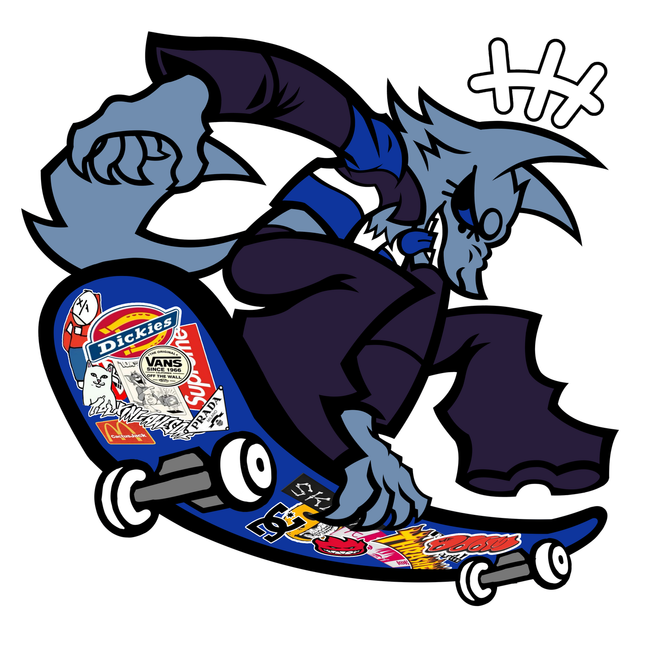 Lyca Skateboard Stickerbomb